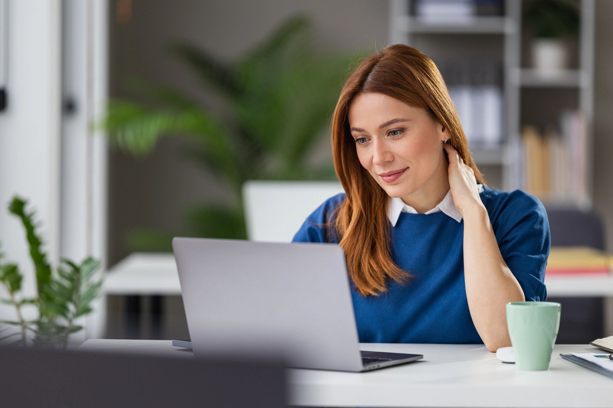 Woman studying on a laptop